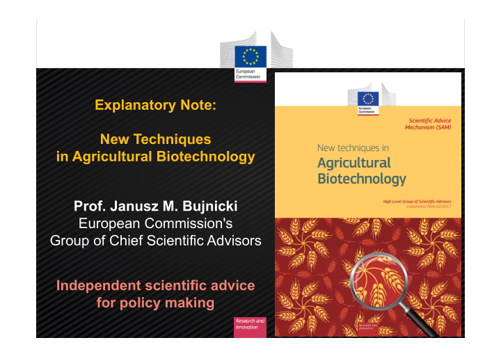 explanatory note new techniques in agricultural