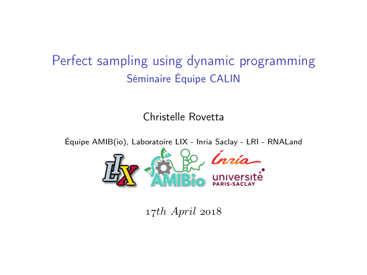 perfect sampling using dynamic programming