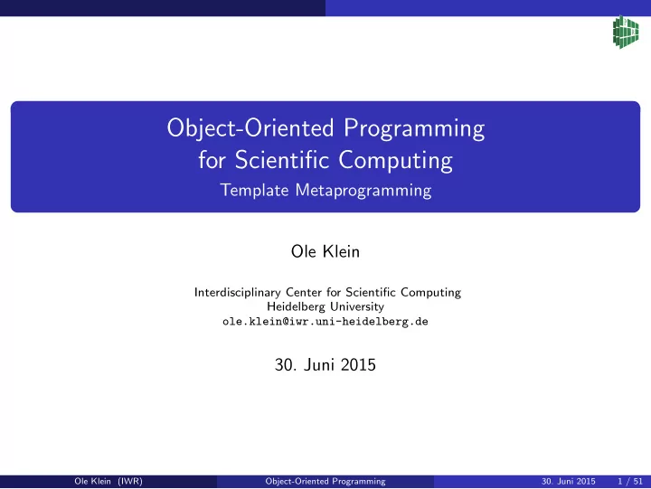 object oriented programming for scientific computing