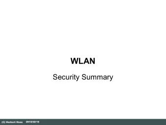 WLAN  Security Summary  2010/02/15  (C) Herbert Haas  Threat Summary  Simple eavesdropping