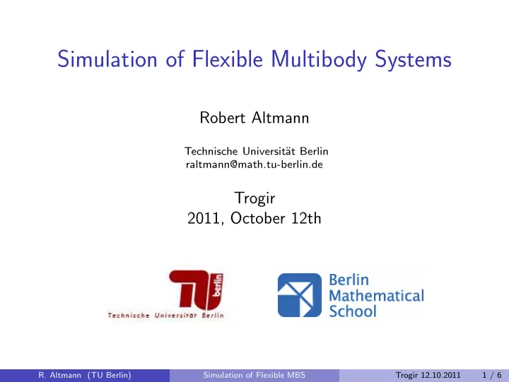 simulation of flexible multibody systems