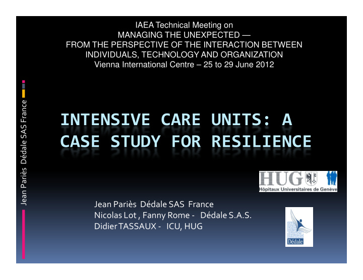 intensive care units a case study for resilience case