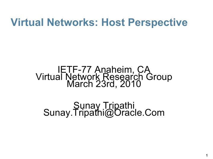 virtual networks host perspective