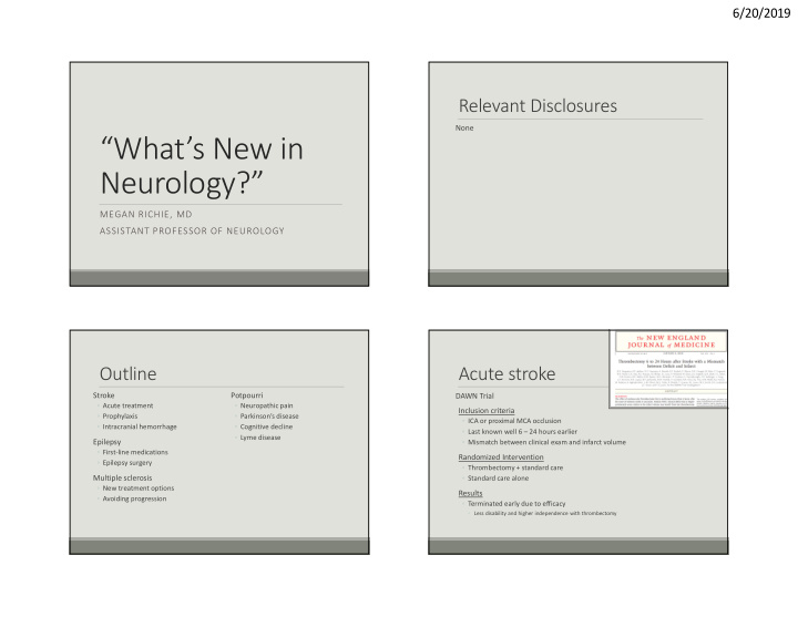 what s new in neurology