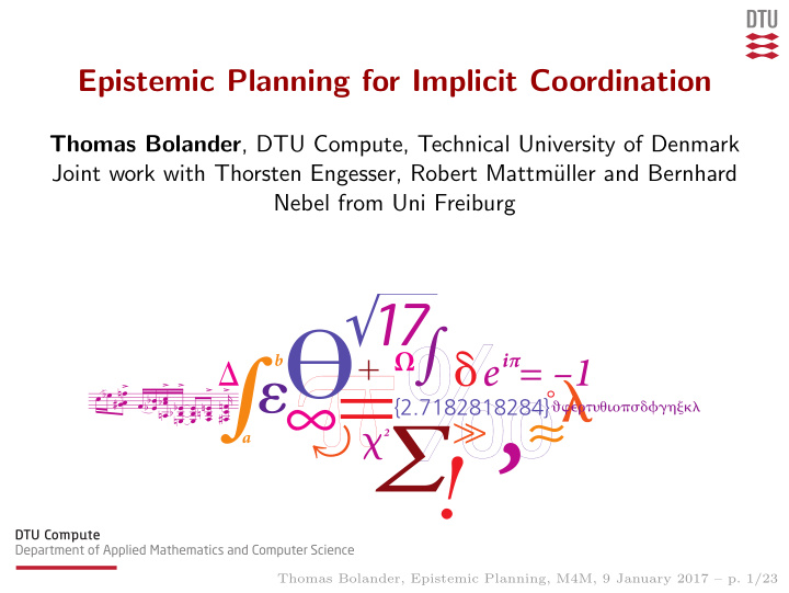 epistemic planning for implicit coordination