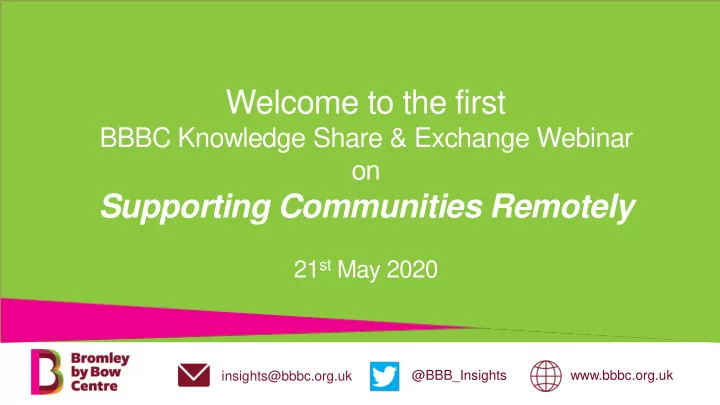 supporting communities remotely