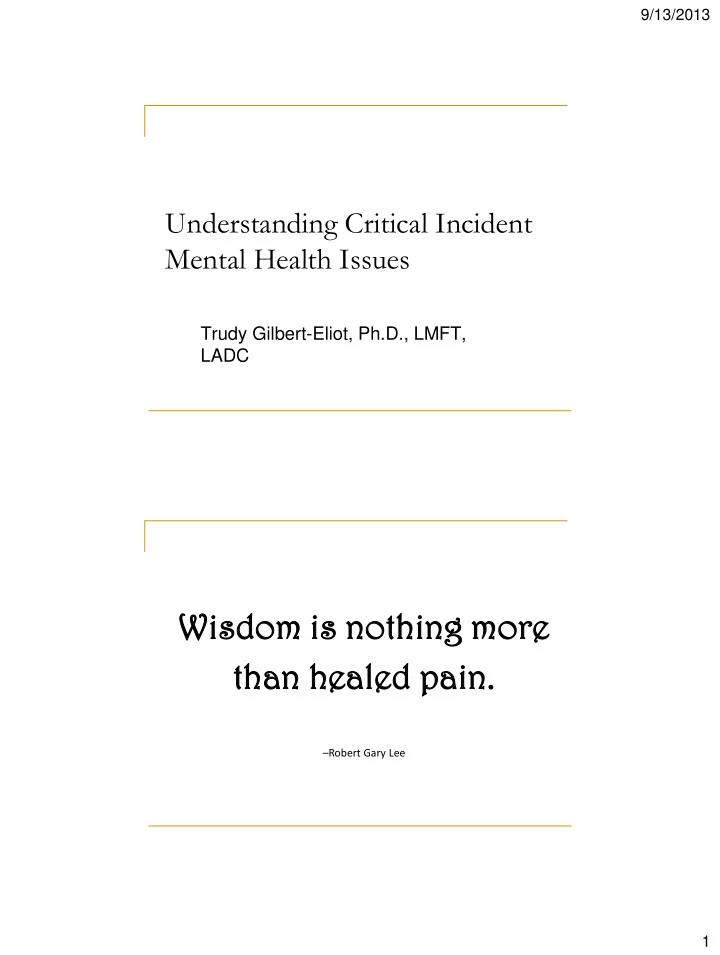 wisdom sdom is s no noth thing ing more th than n healed