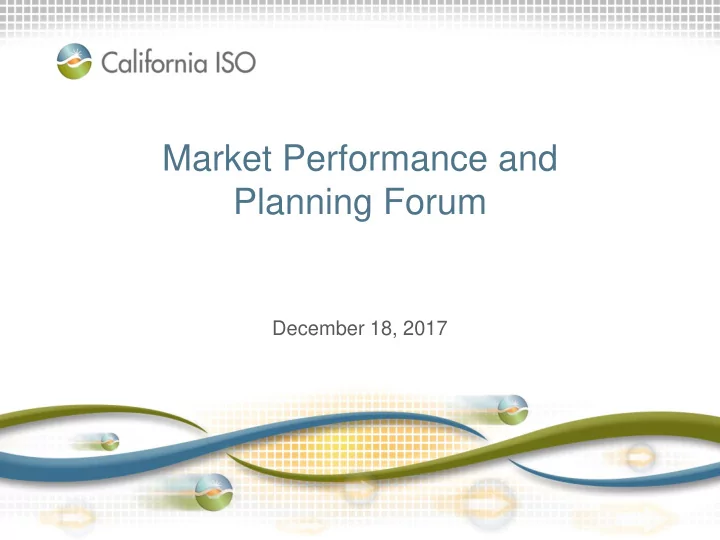 market performance and planning forum