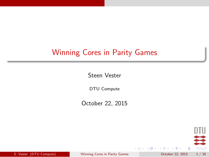 winning cores in parity games