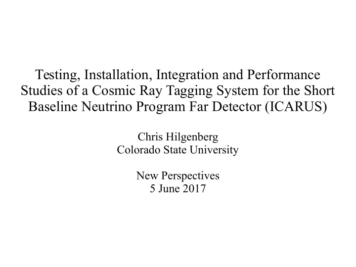 testing installation integration and performance studies