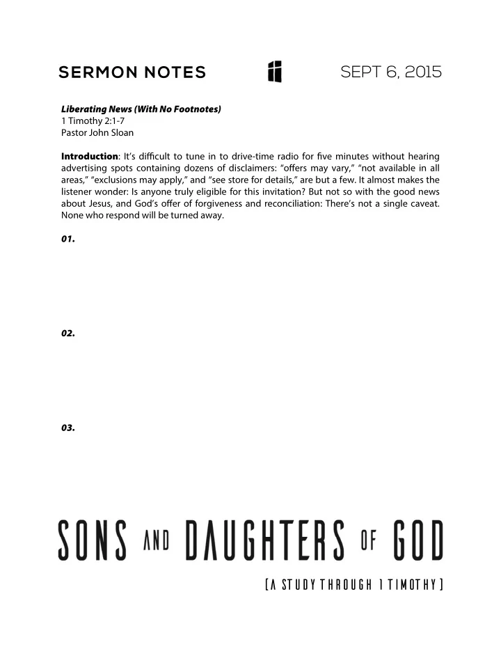 sept 6 2015 sermon notes
