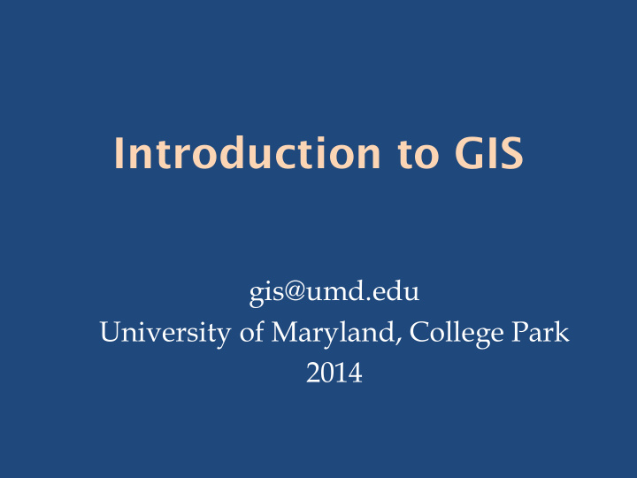 introduction to gis