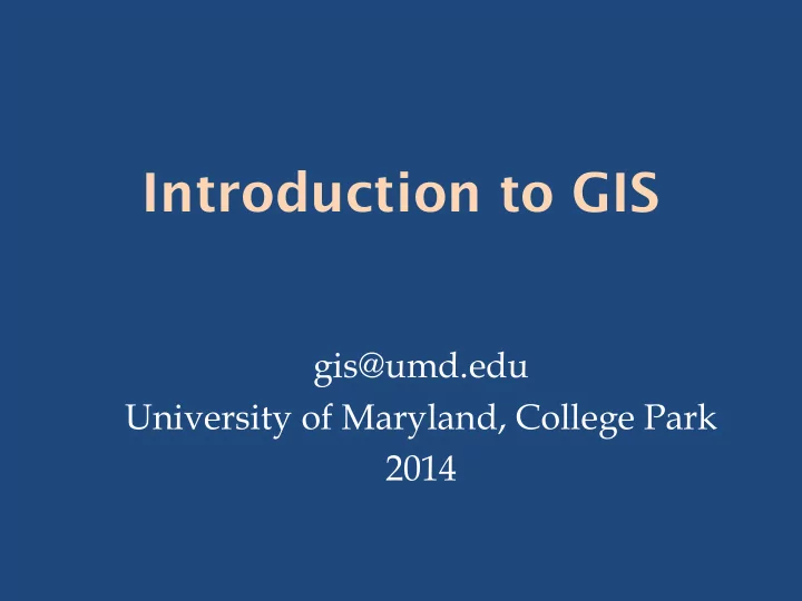introduction to gis