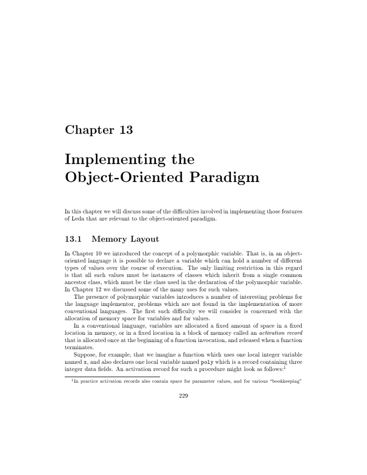 chapter 13 implemen ting the ob ject orien ted p aradigm