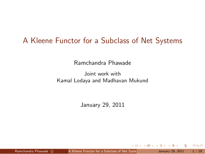 a kleene functor for a subclass of net systems