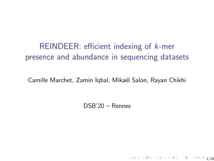 reindeer efficient indexing of k mer presence and