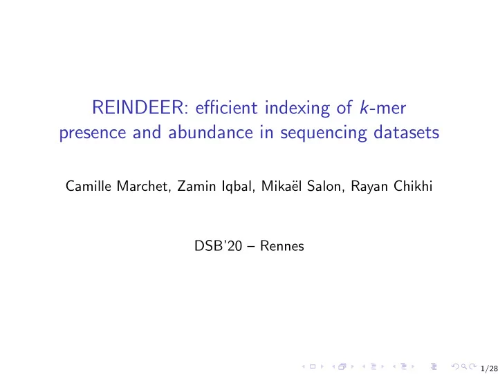 reindeer efficient indexing of k mer presence and
