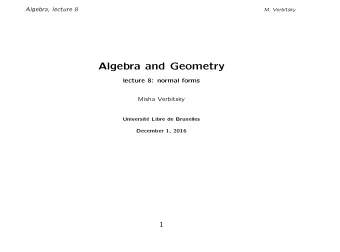 Algebra and Geometry  lecture 8: normal forms  Misha Verbitsky  Universit  e Libre de Bruxelles