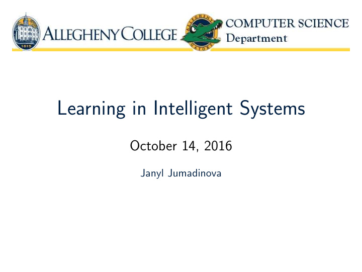 learning in intelligent systems