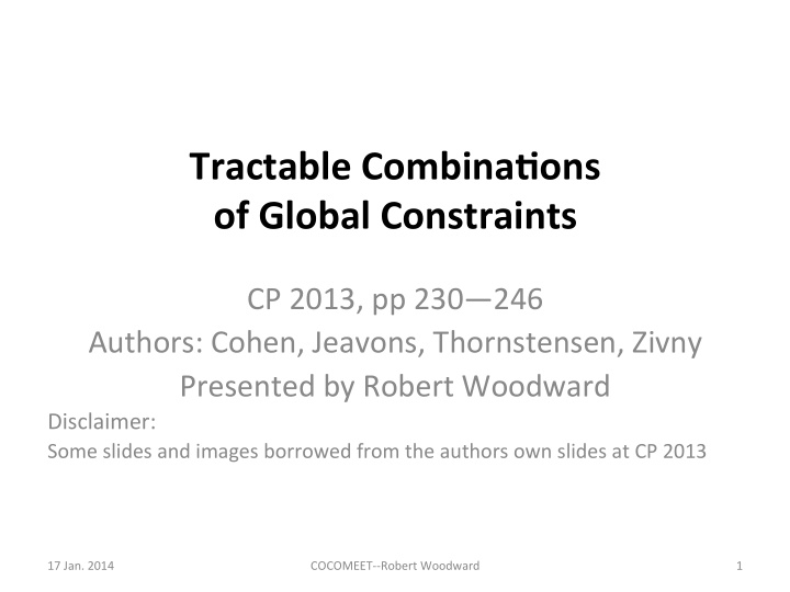 tractable combina ons of global constraints