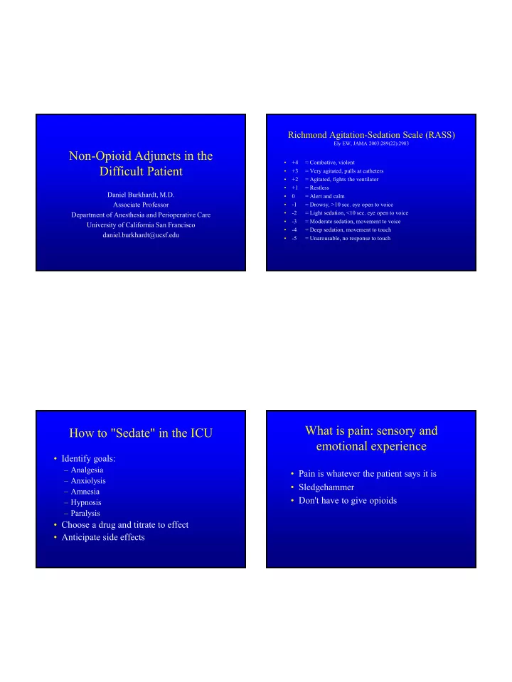 non opioid adjuncts in the