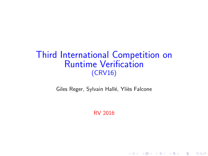 third international competition on runtime verification