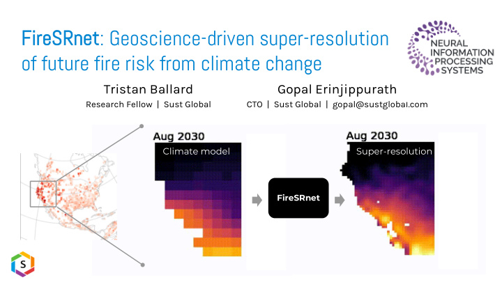 srnet geoscience driven super resolution of future fire