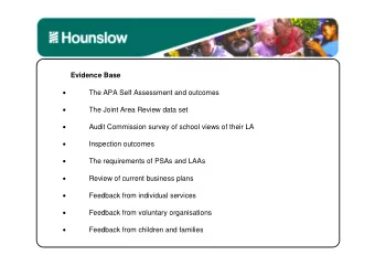 Childrens Services Needs Analysis  Evidence Base  The APA Self Assessment and outcomes    The