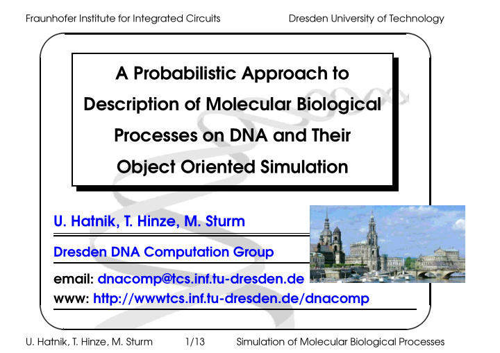 a probabilistic approach to description of molecular