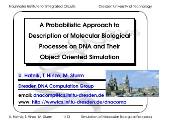 A Probabilistic Approach to  Description of Molecular Biological  Processes on DNA and Their