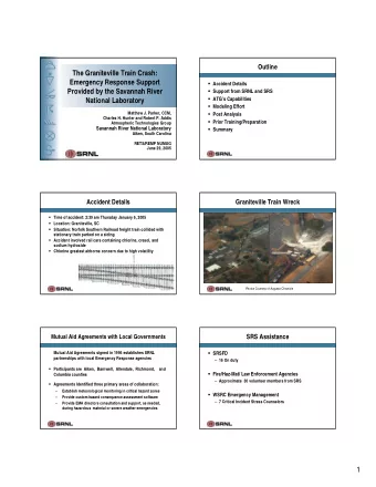 The Graniteville Train Crash:  Emergency Response Support  Accident Details  Provided by the
