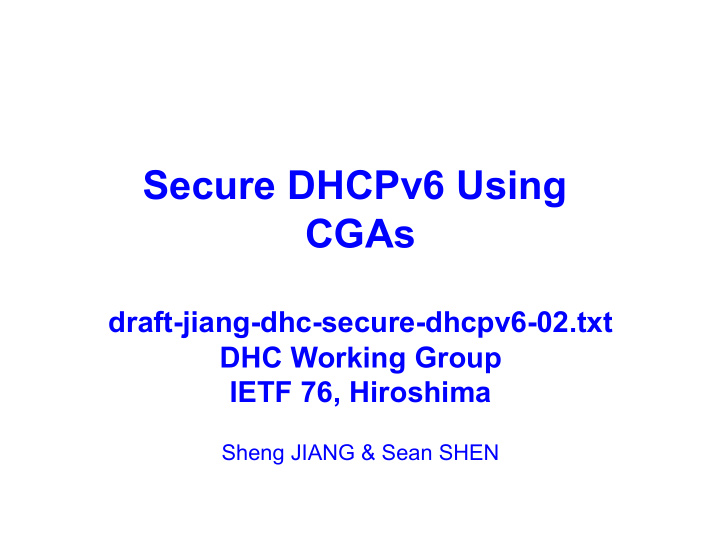 secure dhcpv6 using cgas