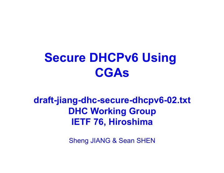 secure dhcpv6 using cgas