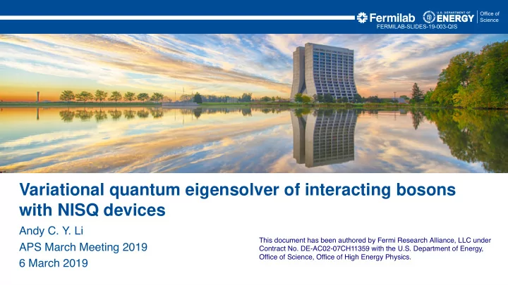 variational quantum eigensolver of interacting bosons