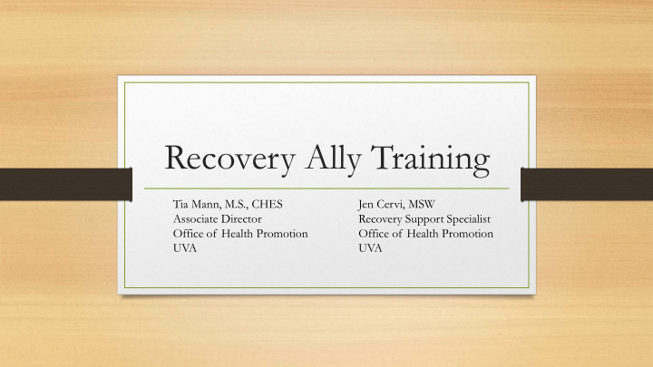recovery ally training