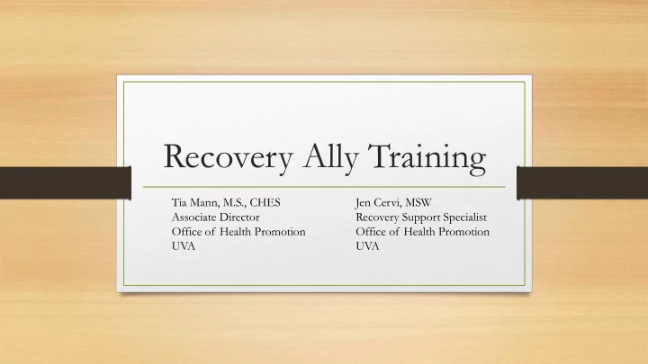 recovery ally training
