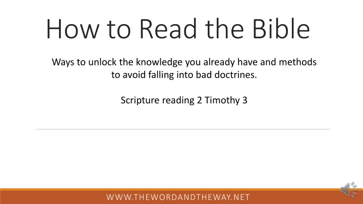 how to read the bible