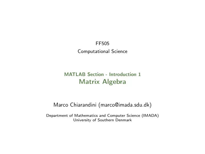 matrix algebra