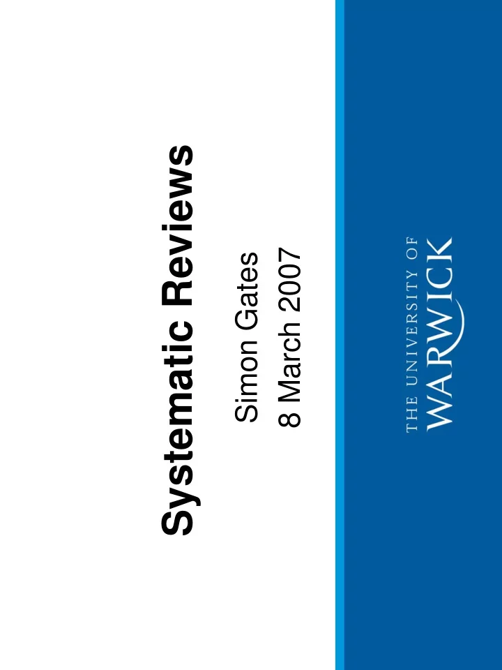 systematic reviews