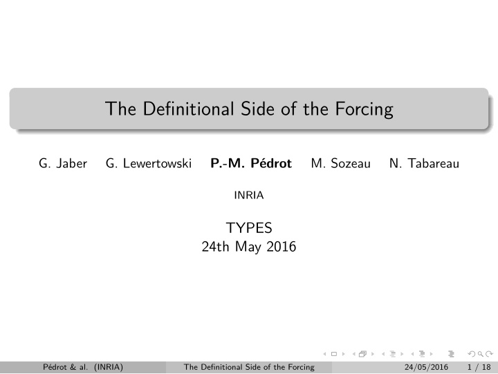 the defjnitional side of the forcing