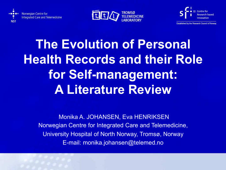 the evolution of personal health records and their role