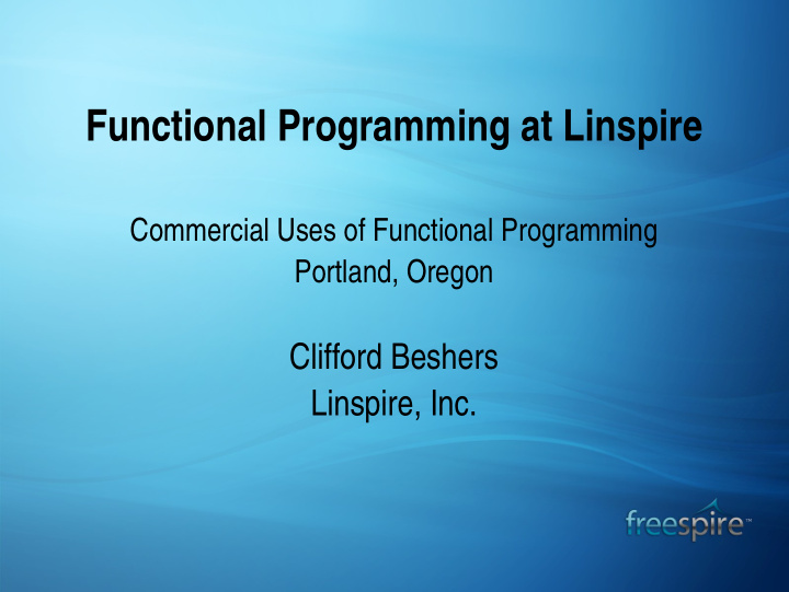 functional programming at linspire