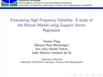Forecasting High Frequency Volatility: A study of  the Bitcoin Market using Support Vector