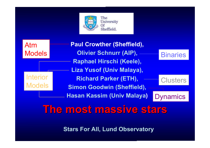 the most massive stars the most massive stars