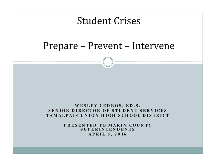 student crises prepare prevent intervene