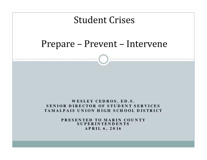 student crises prepare prevent intervene