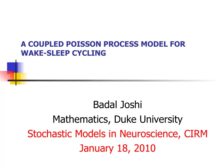 badal joshi mathematics duke university stochastic models