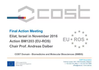 Final Action Meeting  Eilat, Israel in November 2016  Action BM1203 (EU-ROS)  Chair Prof. Andreas