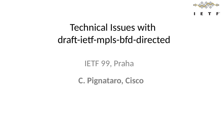 technical issues with drafu ietg mpls bfd directed
