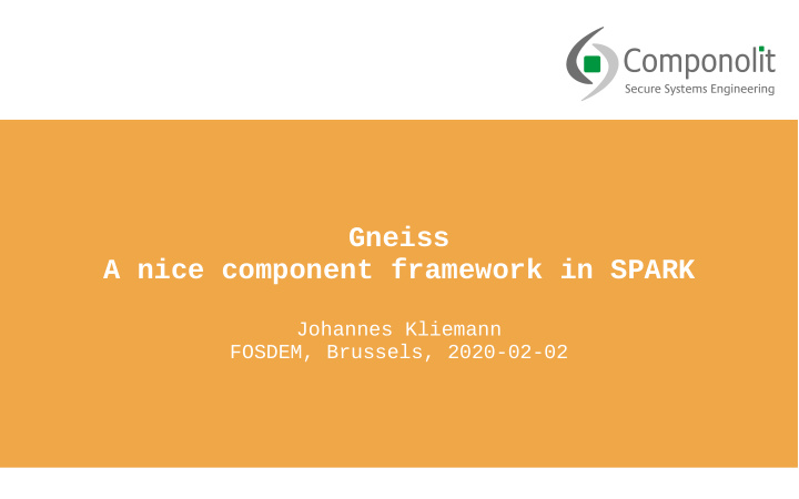 gneiss a nice component framework in spark